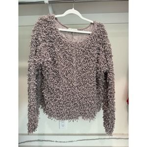 Women's Fleece‎ Grey Purple Long-Sleeve Sweater Size Large Pants Store